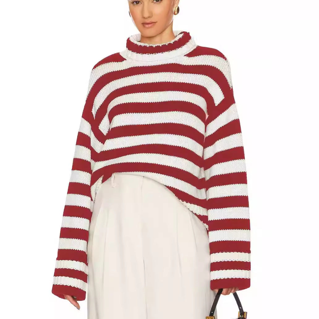 Pullover court pour femmes avec larges rayures Lune London