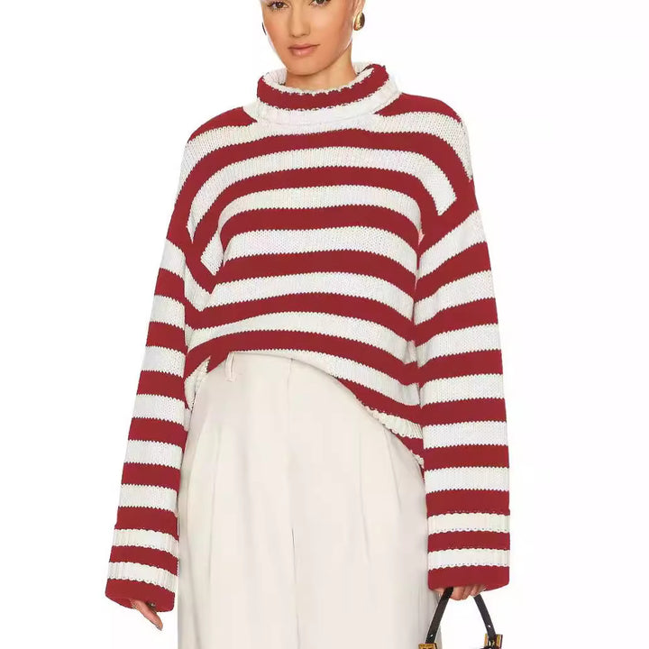 Pullover court pour femmes avec larges rayures Lune London