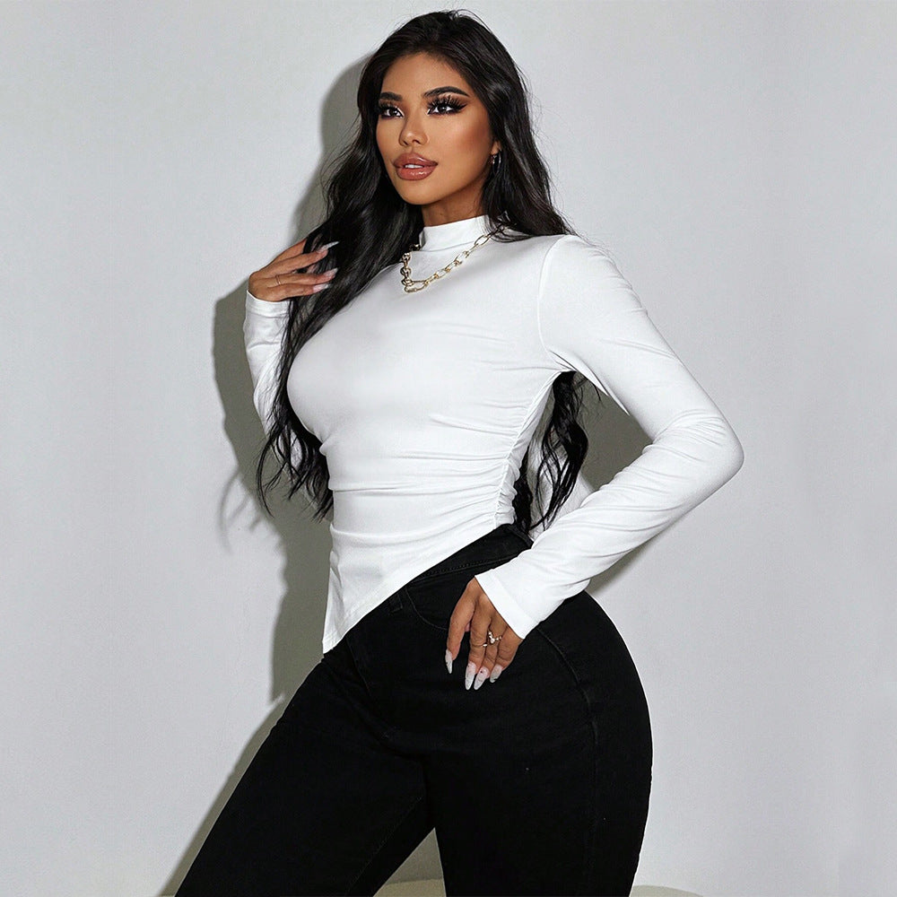 Tops femme à manches longues avec ourlet asymétrique et élégantes fronces Chic & Stil