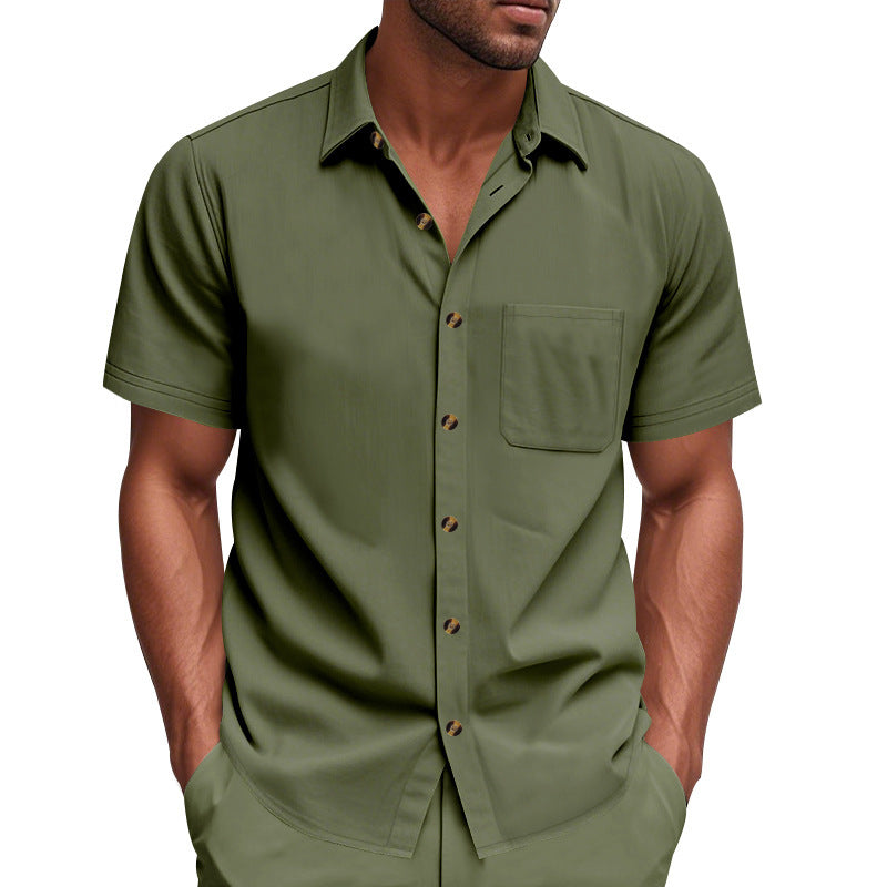 Short sleeve shirt for men with chest pocket and trendy button details Lune London