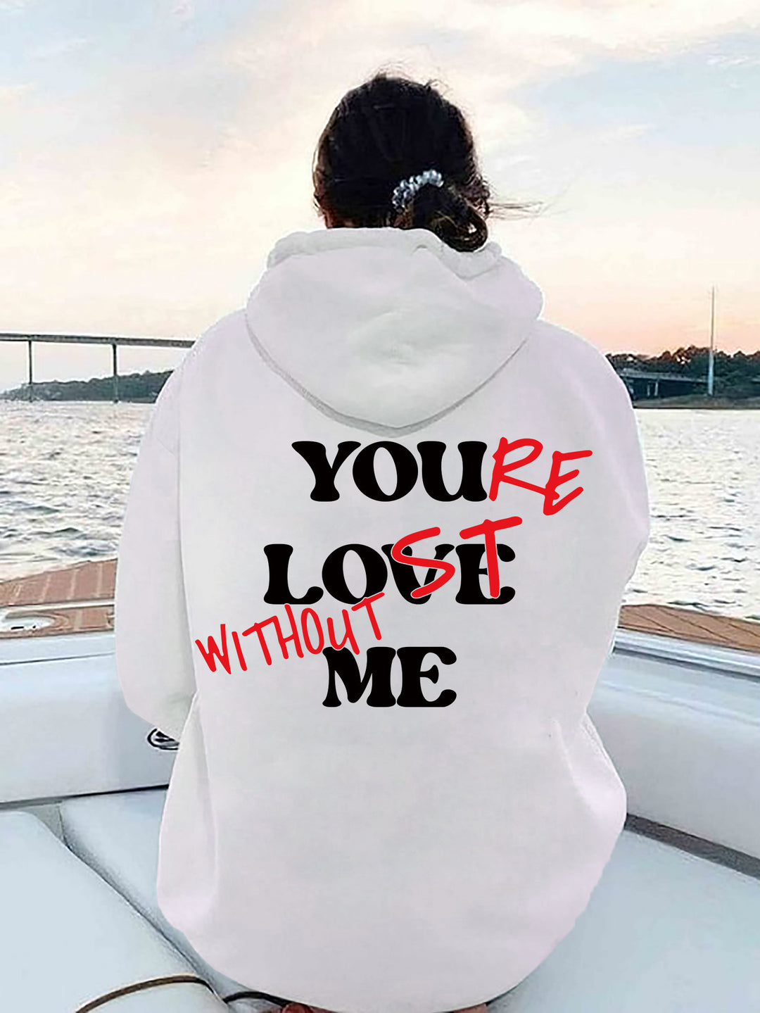 Women Oversized Hoodie with Inspirational Print Lune London