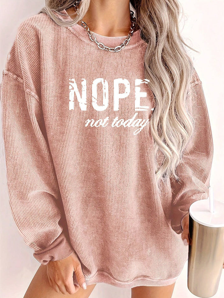 Casual sweatshirt for women with a textured fabric and a catchy slogan Lune London