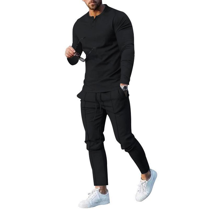 Men's sports top and pants set with modern Henley neckline Lune London