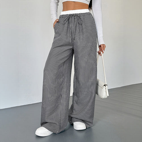 Wide striped pants for women with drawstring belt Lune London