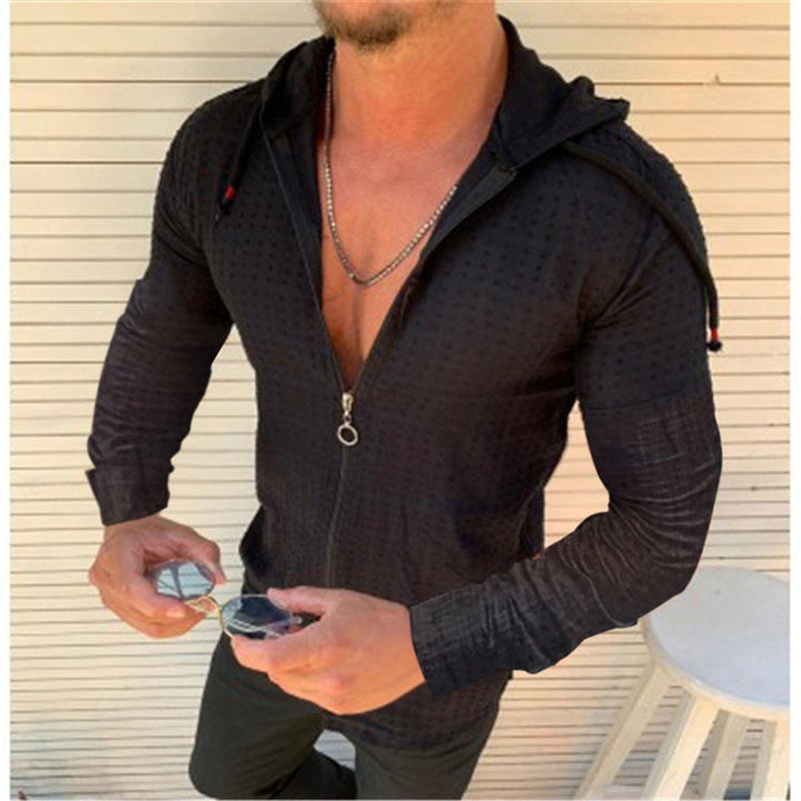 Men's Sporty Long Sleeve Jacket with Innovative Texture Pattern and Practical Zipper Lune London