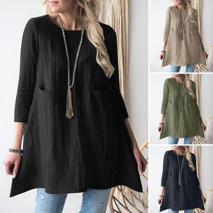 Casual tunic for women with side pockets and 3/4 sleeves Lune London