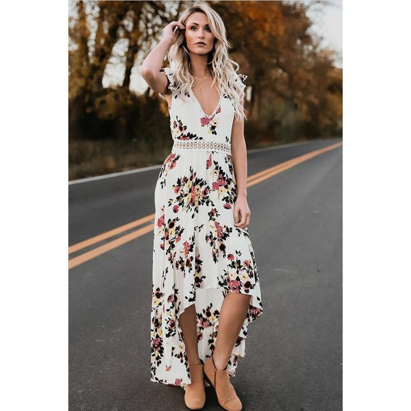 Robe maxi femme avec accents floraux et taille élastique Chic & Stil