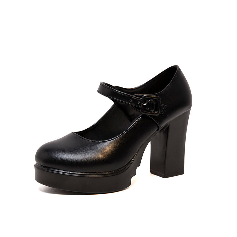 Women's Elegant Mary Jane Pumps with Decorative Strap and Comfortable Block Heel Lune London