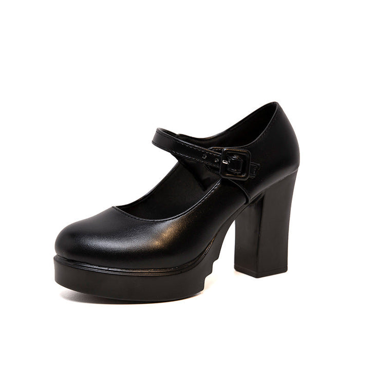 Women's Elegant Mary Jane Pumps with Decorative Strap and Comfortable Block Heel Lune London