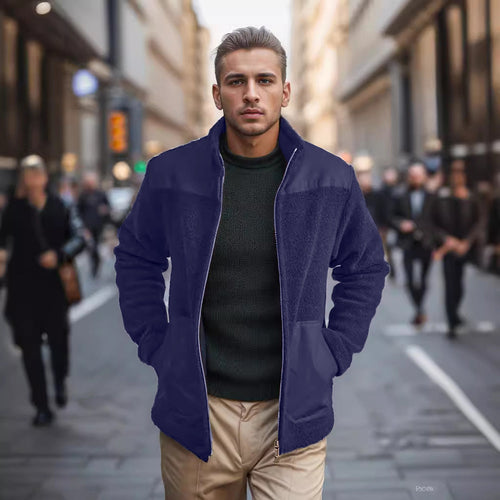 Veste de plein air pour hommes en peluche avec col montant et poches pratiques Lune London