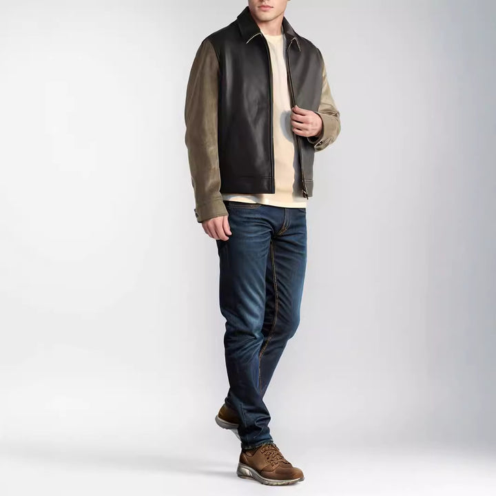 Trendy men’s jacket in a blend of materials with practical pockets and high collar Lune London