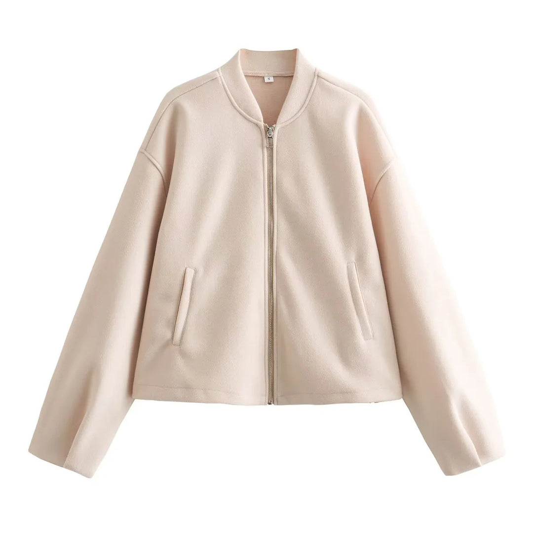 Fleece jacket for women with modern high collar and practical pockets Lune London