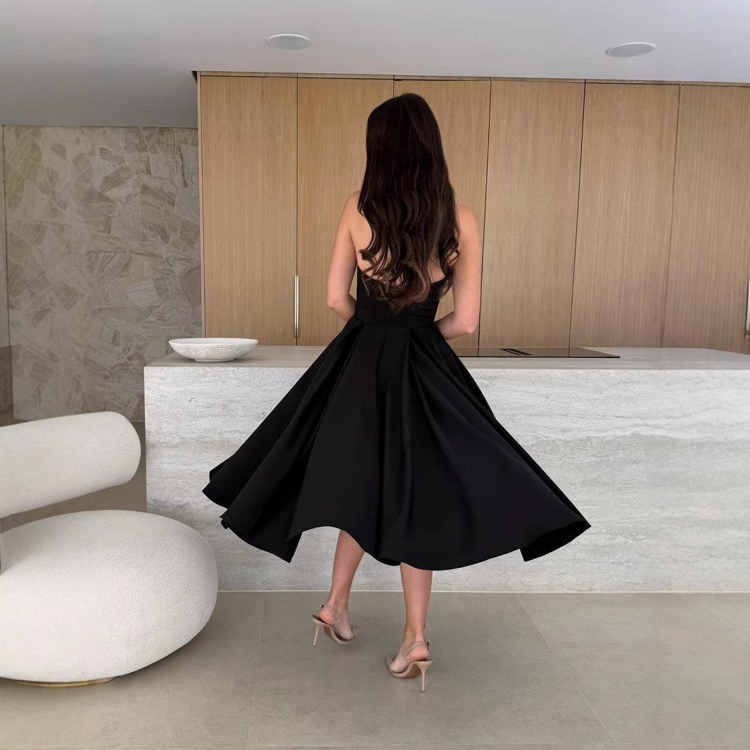 Lune London Strapless Flared Midi Dress
