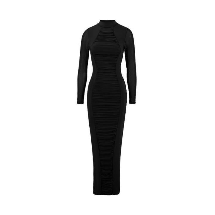 Maxi dress for women with a form-fitting cut and gathers Lune London