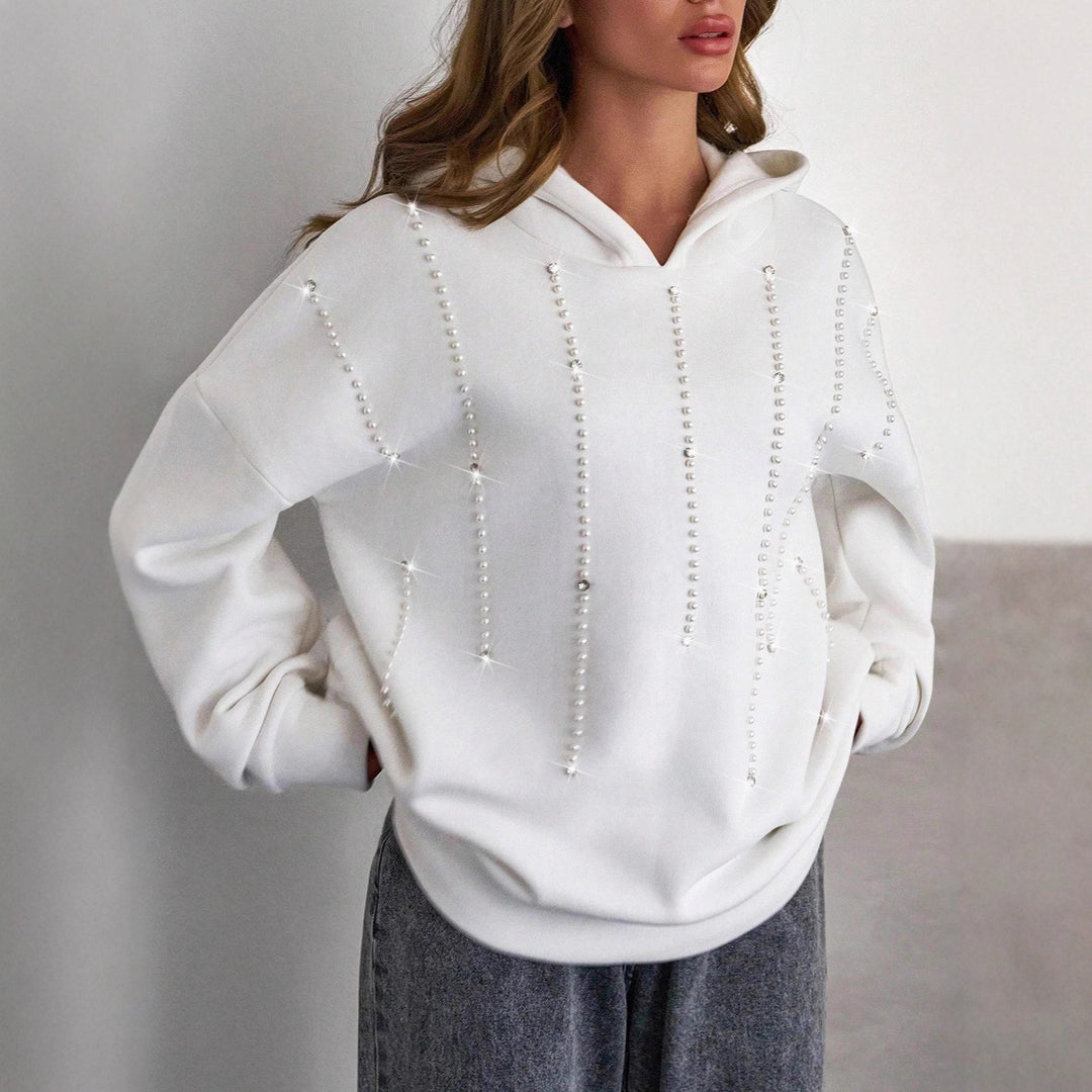 Oversized hoodie for women with elegant pearl accents Lune London
