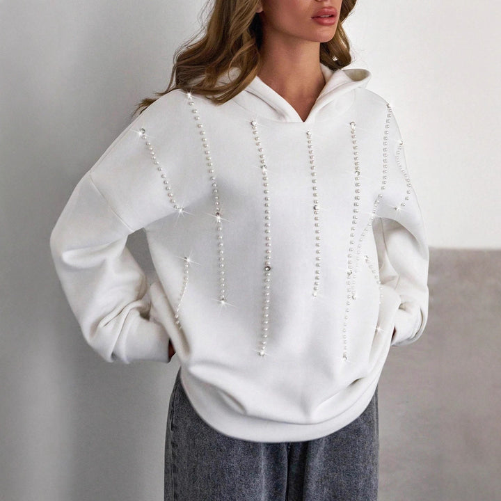 Oversized hoodie for women with elegant pearl accents Lune London