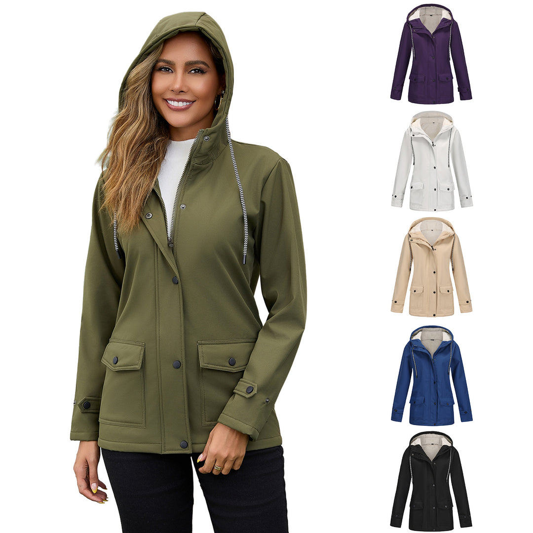 Women waterproof hooded jacket with soft fleece lining Lune London