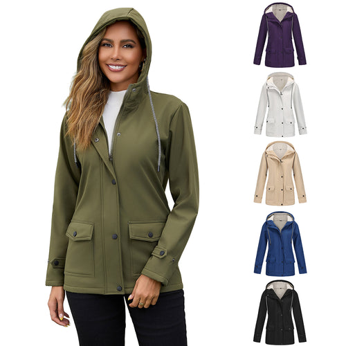 Women waterproof hooded jacket with soft fleece lining Lune London