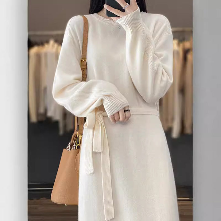 Knit dress for women with tie detail and soft material Lune London