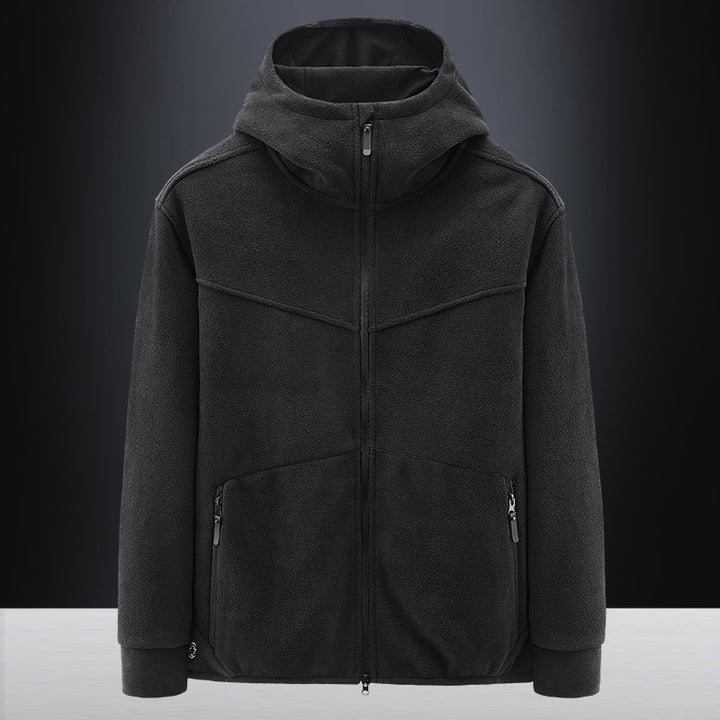 Fleece jacket for men with practical pockets and adjustable hood Lune London