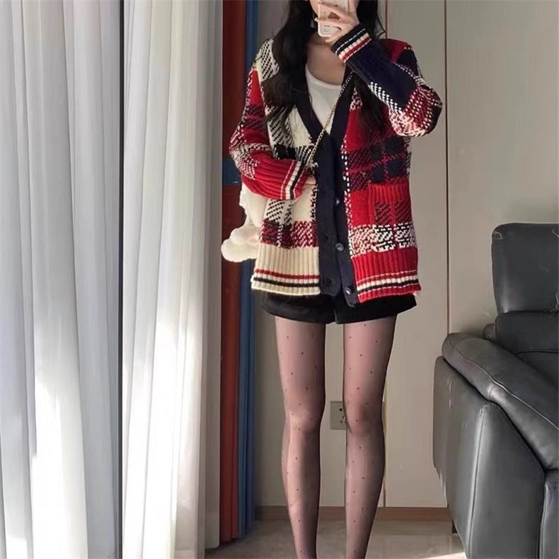 Ladies striped knit cardigan Lune London