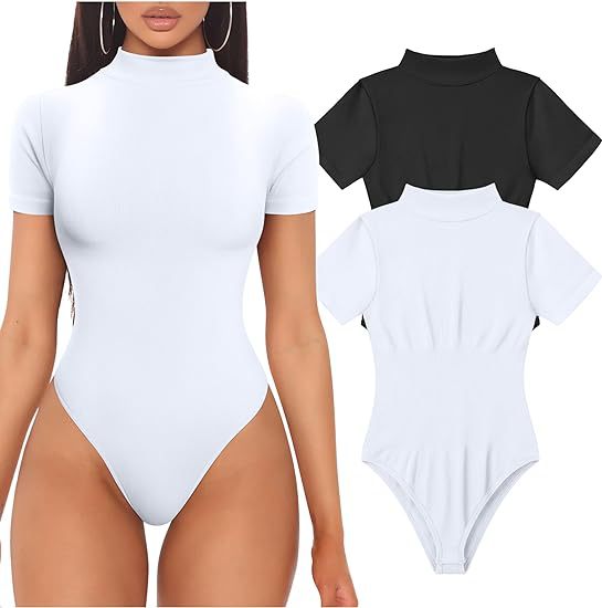 Women Short Sleeve Bodysuit with High Collar Lune London