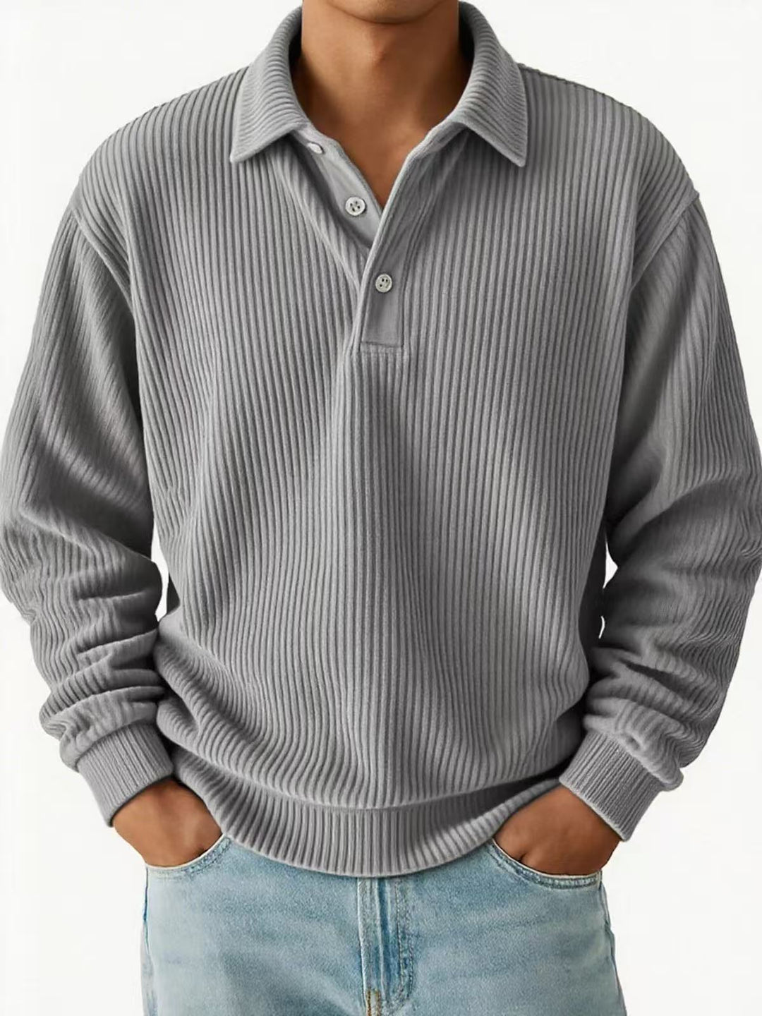 Men's polo with ribbed texture and classic collar Lune London