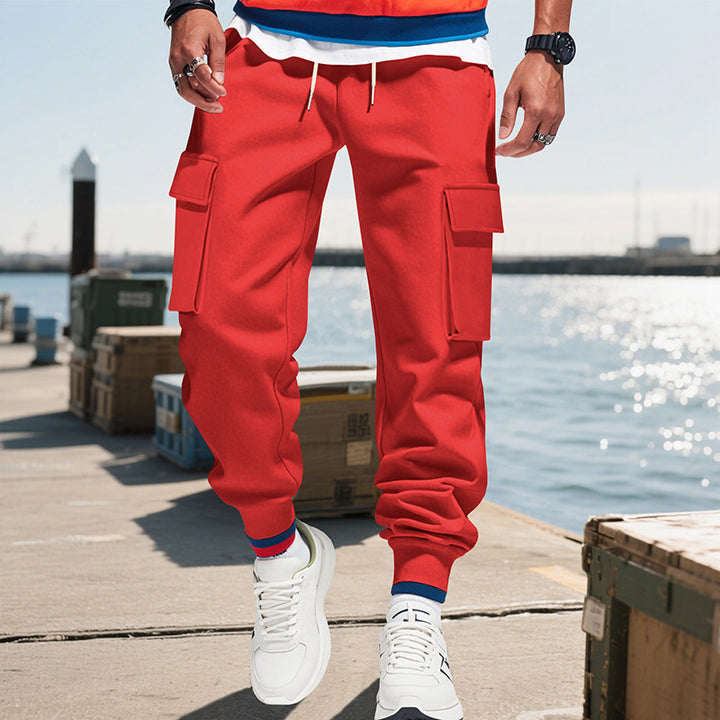 Men's cargo pants with side pockets and elastic waistband Lune London