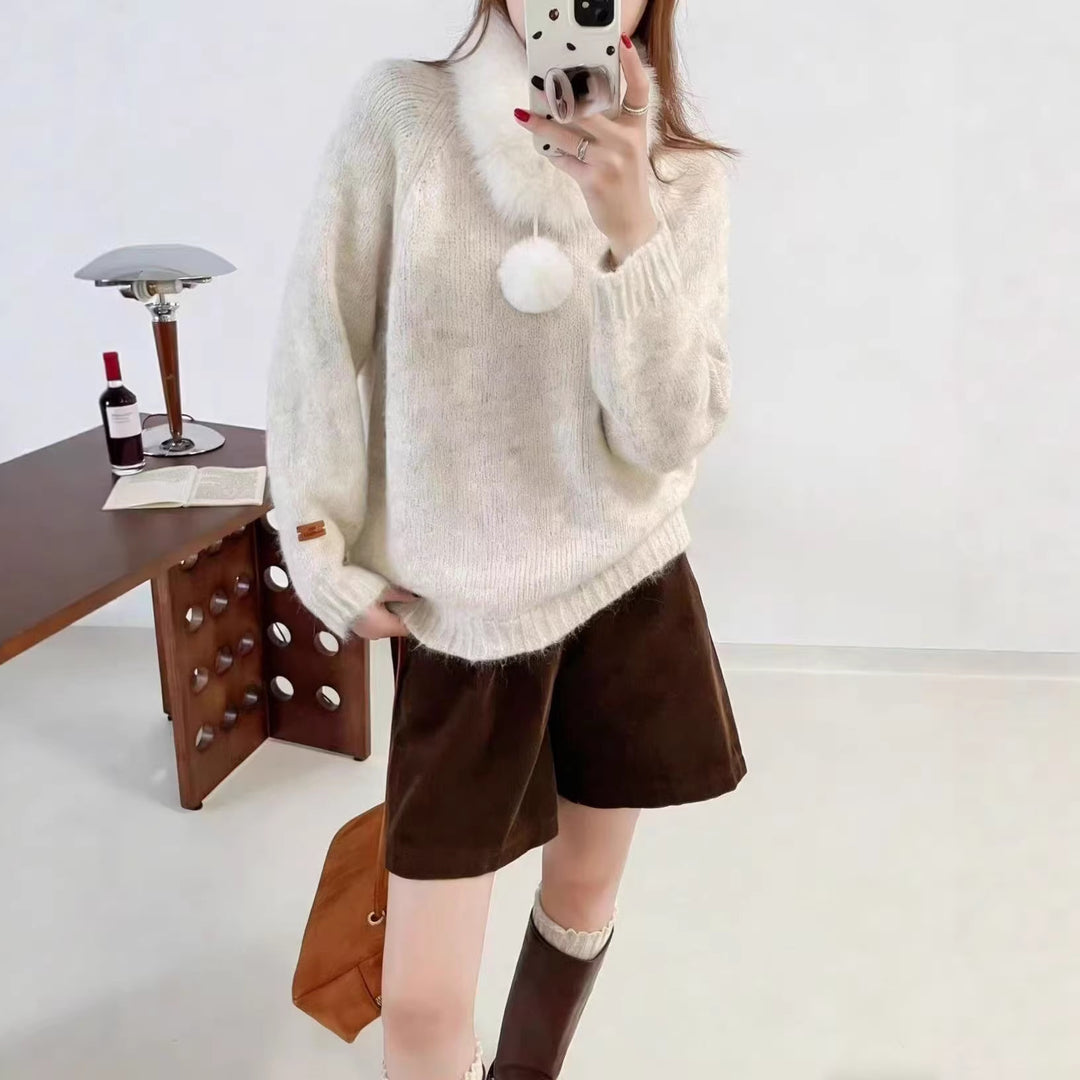 Pull en tricot confortable pour femme avec col amovible Chic & Stil