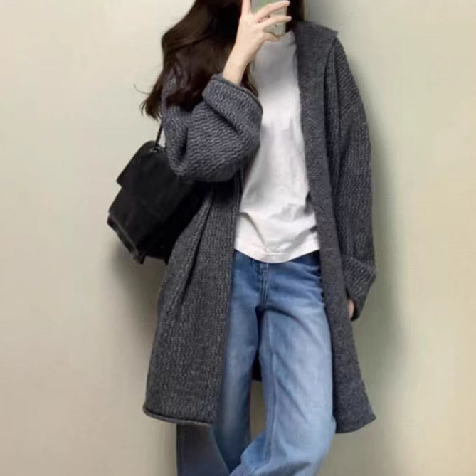 Ladies Thick Knit Open Cut Cardigan with Casual Chic Design