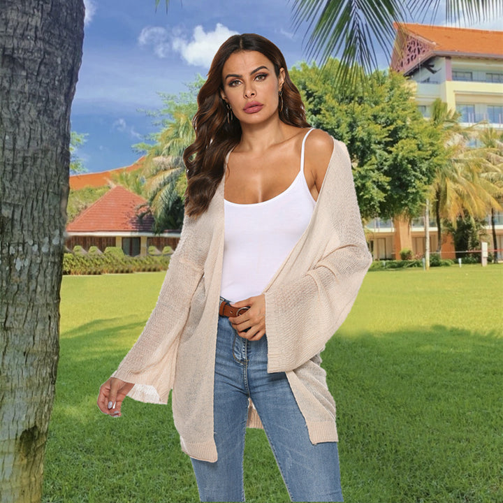 Ladies Long Knit Cardigan with Loose Fit and Chic Open Design