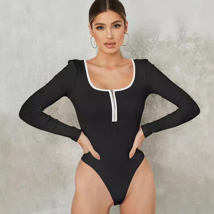 Long sleeve bodysuit for ladies with zip detail Lune London