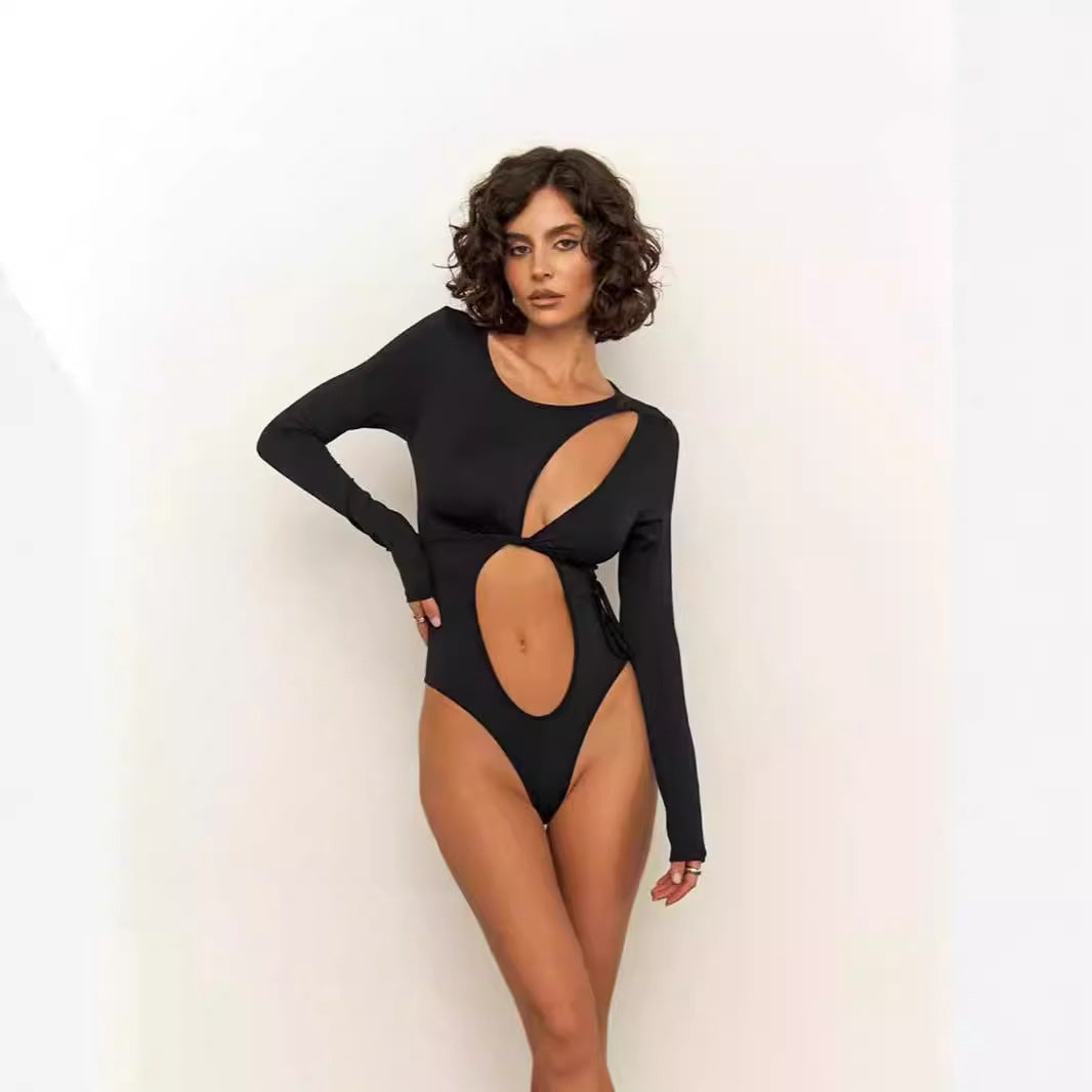 One-piece swimsuit for women with innovative cut and long sleeves Lune London