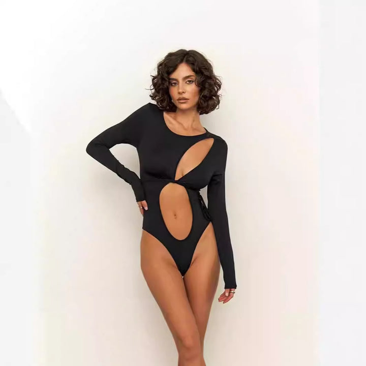 One-piece swimsuit for women with innovative cut and long sleeves Lune London