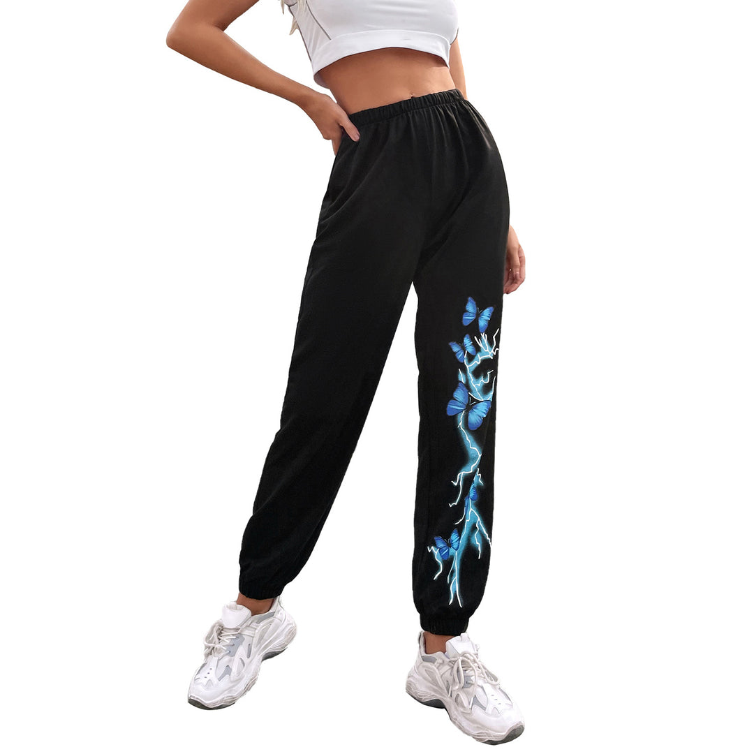 Pantalons de jogging décontractés pour femmes avec un design coloré de papillons et d'éclairs Chic & Stil