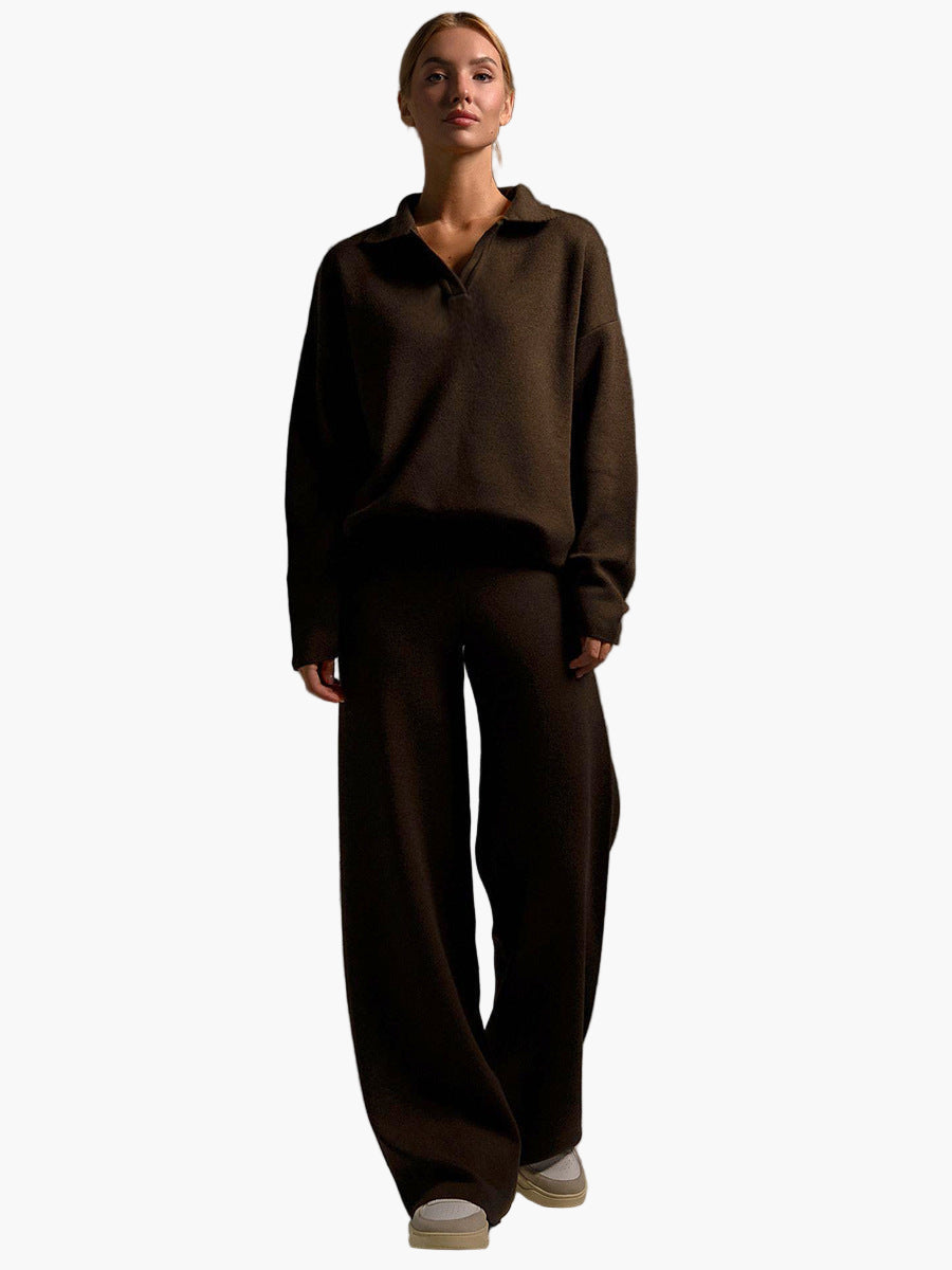 Lune London | Loungewear set - Oversized sweater with collar and wide pants - Perfect for home and leisure
