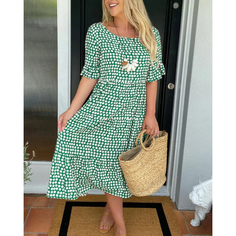 Midi dress for women in a relaxed boho style with tear-resistant material and elastic sleeves Lune London