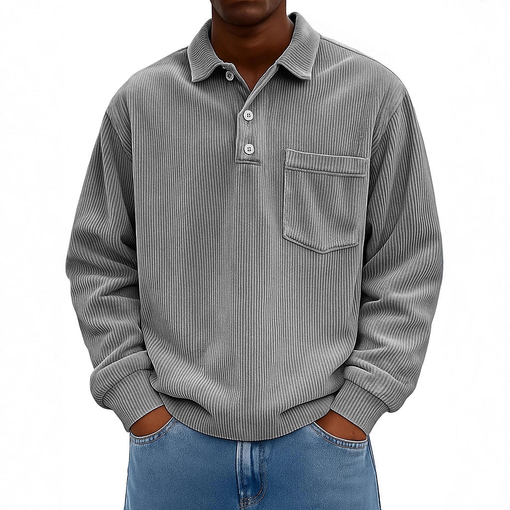 Men's Casual Polo with textured ribbed design and chest pocket Lune London