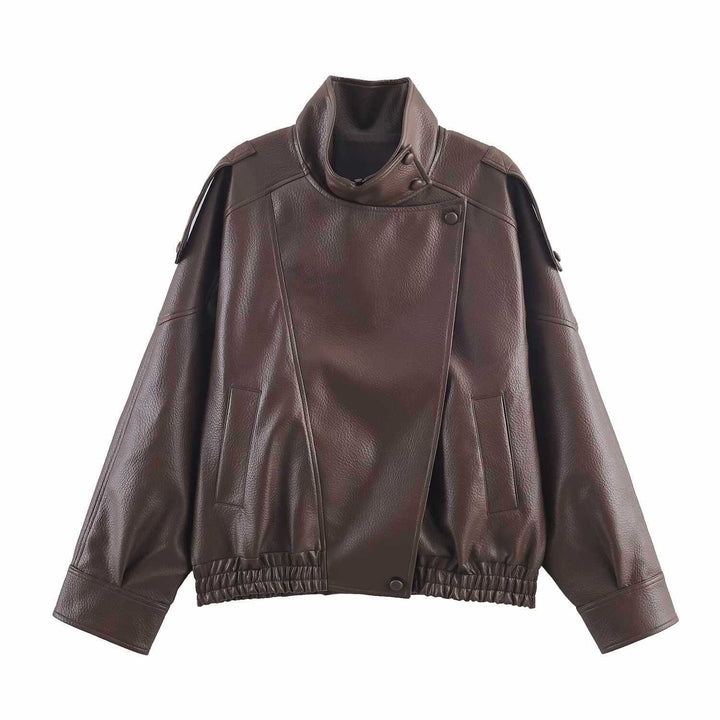 Casual synthetic leather jacket for women with stylish details Lune London