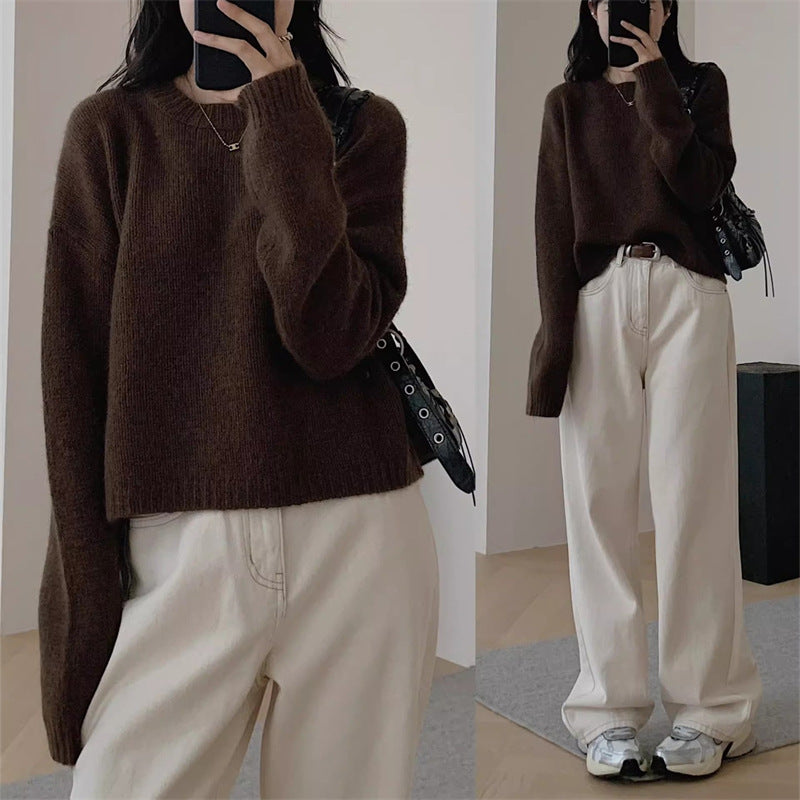 Pull en tricot décontracté pour femmes avec une coupe ample et des épaules tombantes Chic & Stil