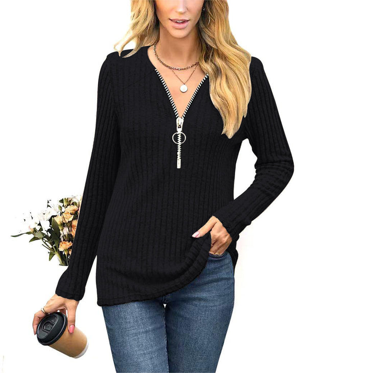 Women's sweater with high-quality zipper and fine rib design Chic and Stil