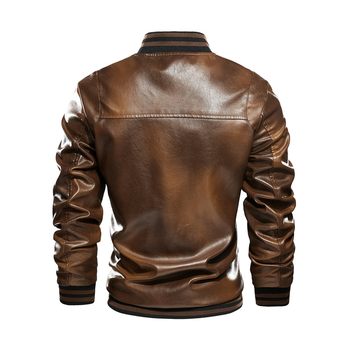 Classic leather jacket for men with elastic ribbed edges Lune London