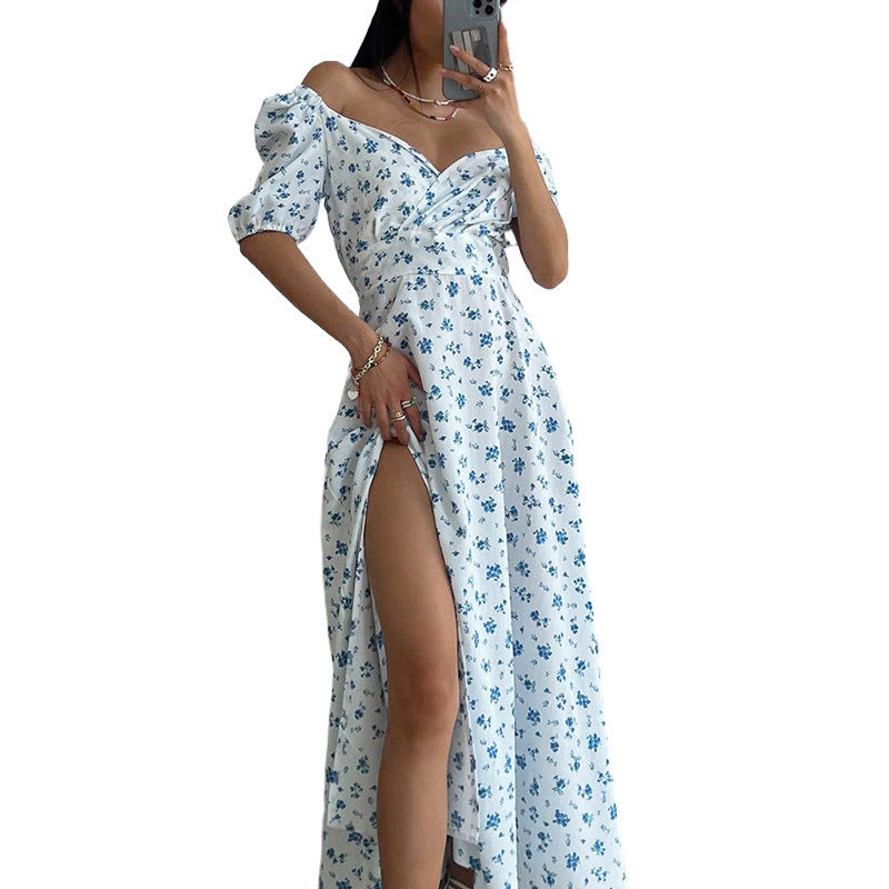 Robe Maxi Élégante pour Femmes avec Manches Bouffantes et Motif Floral Chic & Stil