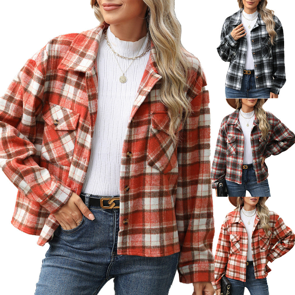 Flannel check shirt for women with a relaxed fit and practical pockets Lune London