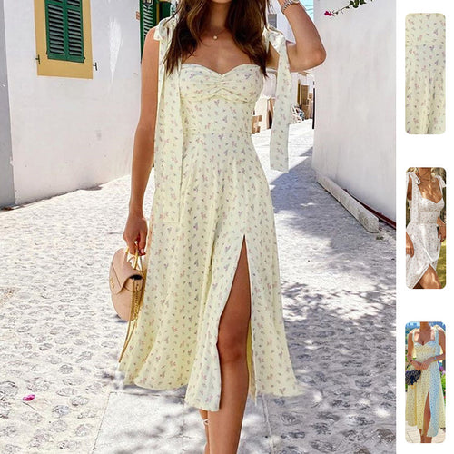 Robe maxi d'été pour femmes avec volants et fente Chic & Stil