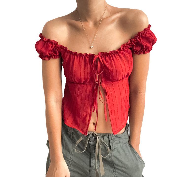 Women Structured Crop Top Off-Shoulder Lune London