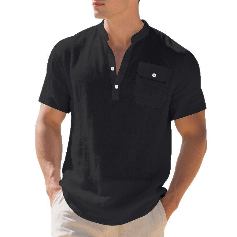 Fashion short sleeve shirt for men with button placket and chest pocket Lune London