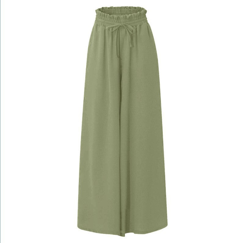 Wide linen trousers for ladies with elastic and pockets Lune London