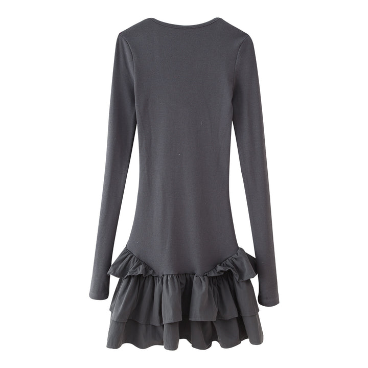 Long sleeve dress for women with ruffled hem Lune London