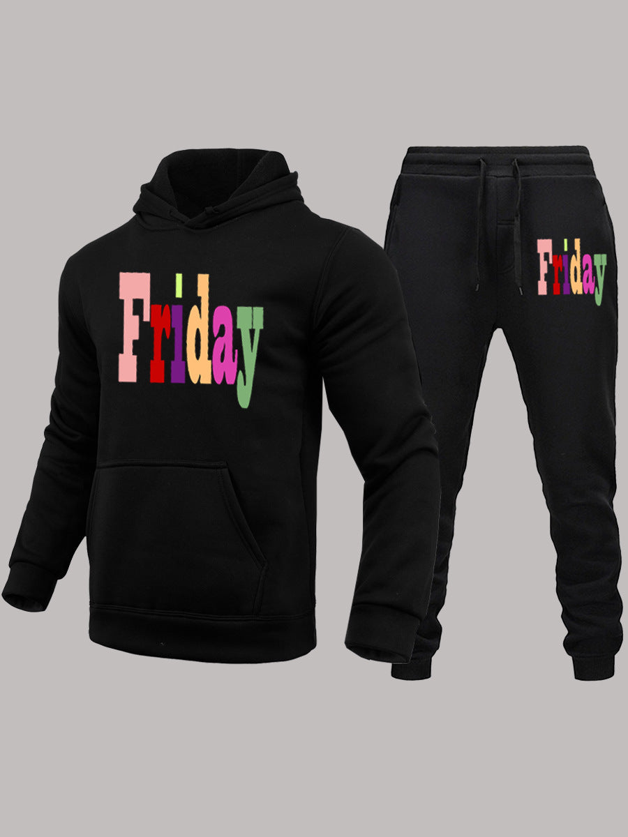 Men's hoodie and jogging pants set with creative print Lune London